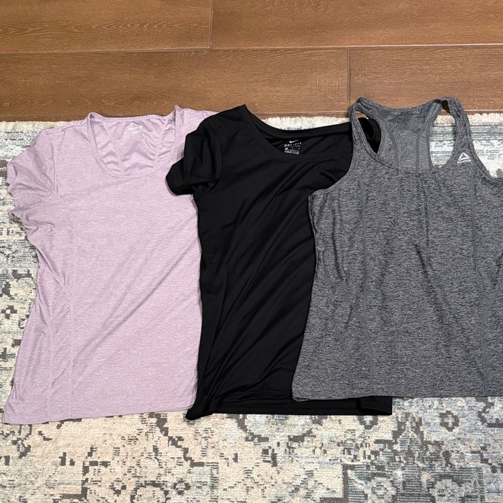 Nike Women's Short-Sleeve and Tank Tee Trio - Black, Heather Gray, Light Pink